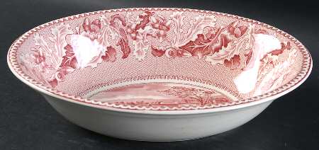 Historic America Pink 9" Oval Vegetable Bowl