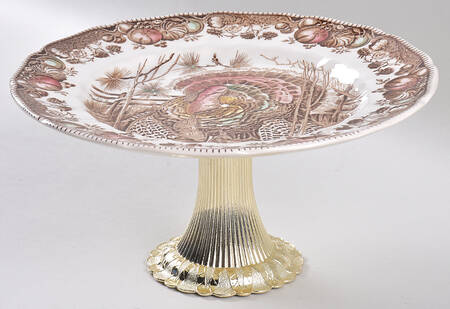 His Majesty (Made in England) Cake Stand with 4"-5" Metal Pedestal  Hc