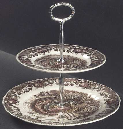 His Majesty (Made in England) 2 Tiered Serving Tray (Dinner & Salad Plate)