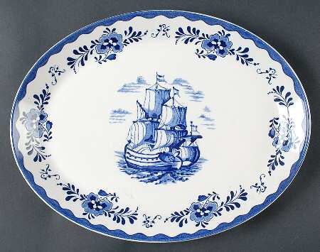 Holland Blue Scenes 13" Oval Serving Platter