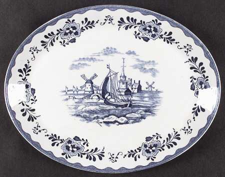 Holland Blue Scenes 12" Oval Serving Platter