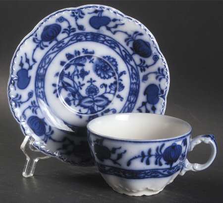 Holland (Flow Blue) Flat Cup & Saucer Set