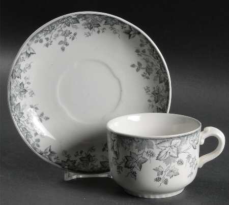 Hop Blue Gray Flat Cup & Saucer Set