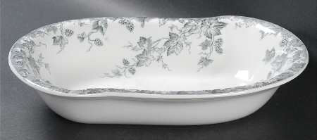 Hop Blue Gray 10" Oval Vegetable Bowl