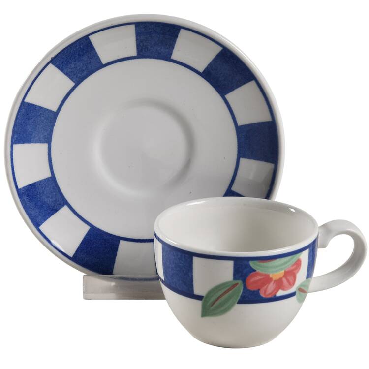Hopscotch Blue Flat Demitasse Cup & Saucer Set