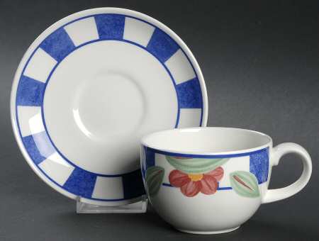 Hopscotch Blue Flat Cup & Saucer Set