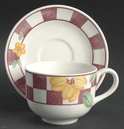 Hopscotch Red Breakfast Cup & Saucer Set