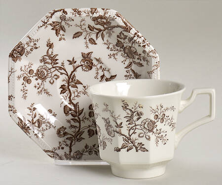 Hyde Park Brown (Heritage) Flat Cup & Saucer Set