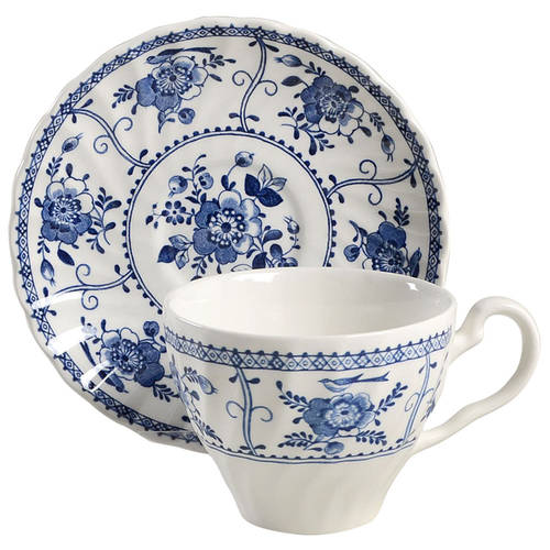 Indies Blue Flat Cup & Saucer Set