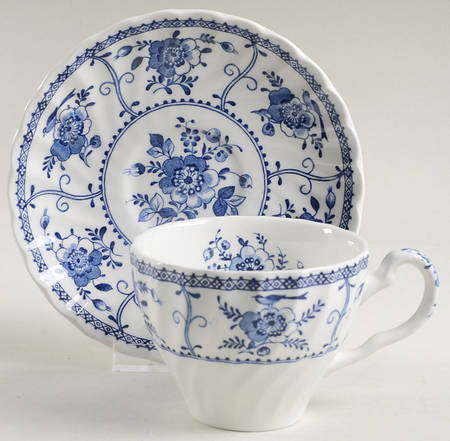 Indies Blue Flat Cup & Saucer Set