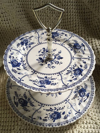 Indies Blue 2 Tiered Serving Tray (Dinner & Salad Plate)