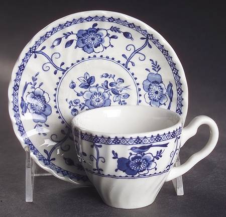 Indies Blue Flat Demitasse Cup & Saucer Set