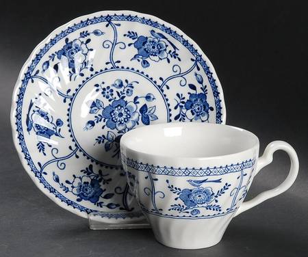 Indies Blue Flat Cup & Saucer Set