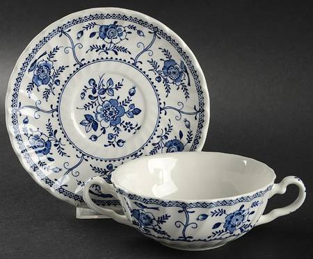 Indies Blue Flat Cream Soup Bowl & Saucer Set