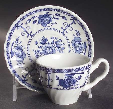 Indies Blue Flat Demitasse Cup & Saucer Set