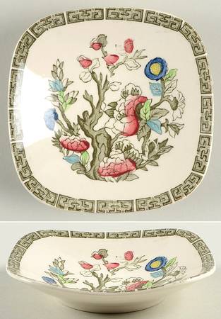Indian Tree (Green Key, Cream-Off White) Small Square Ashtray