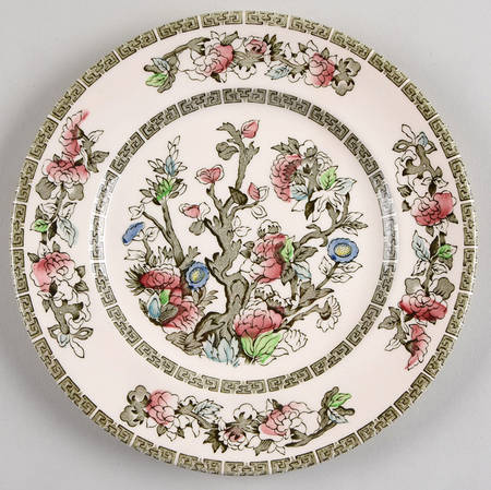 Indian Tree (Green Key, Cream-Off White) Salad Plate by Johnson Brothers