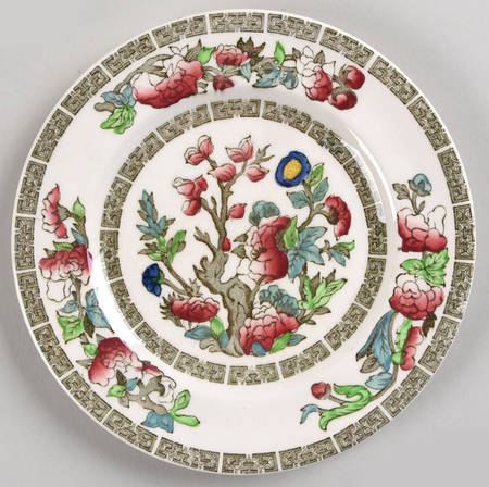 Indian Tree (Green Key, Cream-Off White) Bread & Butter Plate by Johnson Brothers