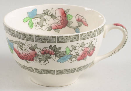 Indian Tree (Green Key, Cream-Off White) Flat Cup