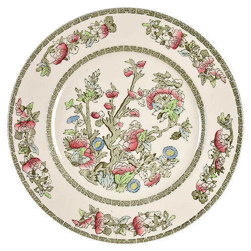 Indian Tree (Green Key, Cream-Off White) Dinner Plate