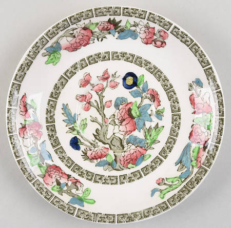 Indian Tree (Green Key, Cream-Off White) Saucer for Oversized Cup by Johnson Brothers