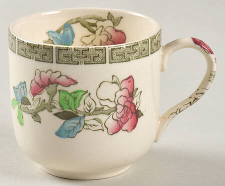 Indian Tree (Green Key, Cream-Off White) Flat Demitasse Cup