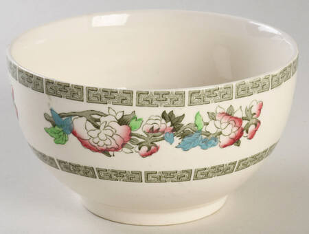 Indian Tree (Green Key, Cream-Off White) Cranberry Bowl