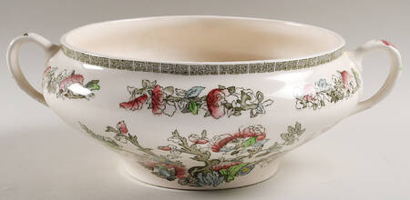 Indian Tree (Green Key, Cream-Off White) Tureen No Lid