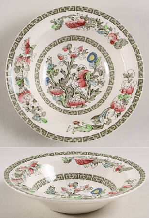 Indian Tree (Green Key, Cream-Off White) Rim Cereal Bowl
