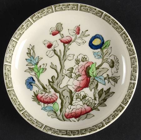 Indian Tree (Green Key, Cream-Off White) Coaster