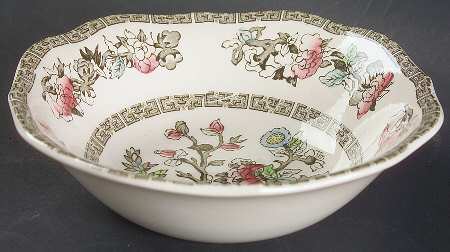 Indian Tree (Green Key, Cream-Off White) Square Cereal Bowl