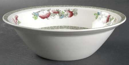 Indian Tree (Green Key, Cream-Off White) 8" Round Vegetable Bowl by Johnson Brothers
