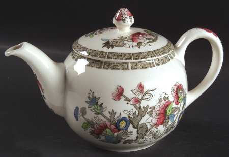 Indian Tree (Green Key, Cream-Off White) Mini Teapot & Lid