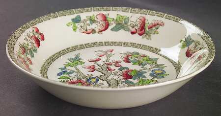 Indian Tree (Green Key, Cream-Off White) Coupe Soup Bowl by Johnson Brothers