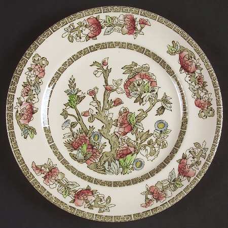 Indian Tree (Green Key, Cream-Off White) Luncheon Plate