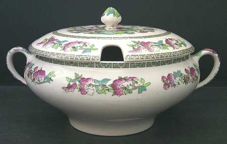 Indian Tree (Green Key, Cream-Off White) Tureen &  Lid