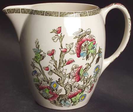 Indian Tree (Green Key, Cream-Off White) 32 Oz Pitcher by Johnson Brothers