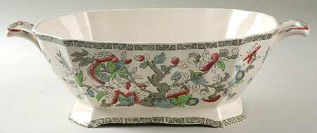 Indian Tree (Green Key, Cream-Off White) Rectangular Tureen No Lid