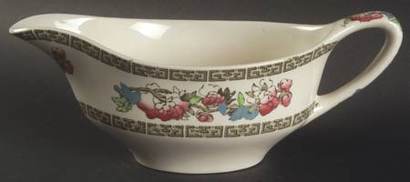 Indian Tree (Green Key, Cream-Off White) Gravy Boat by Johnson Brothers