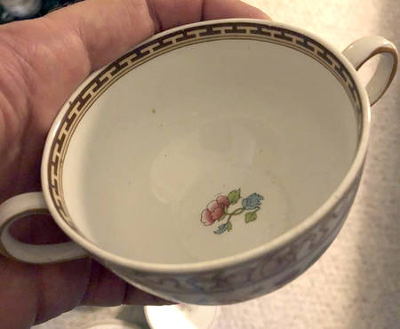 Indian Tree (Brown Key, White) Flat Bouillon Cup