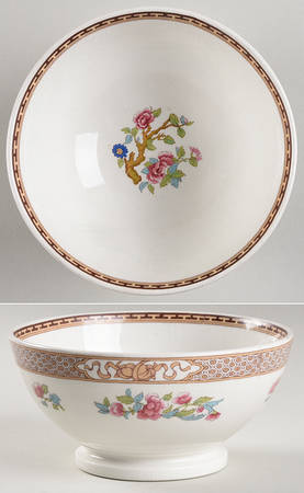 Indian Tree (Brown Key, White) Cranberry Bowl