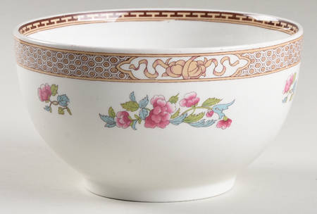 Indian Tree (Brown Key, White) Cranberry Bowl