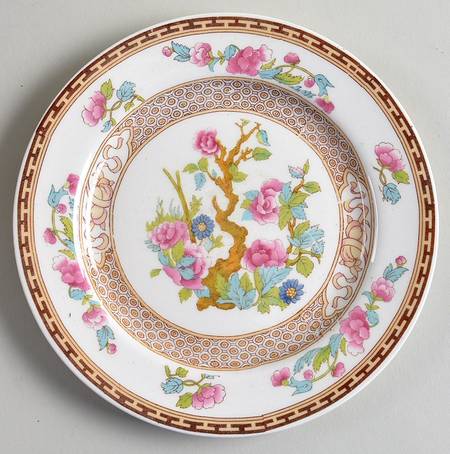 Indian Tree (Brown Key, White) Bread & Butter Plate