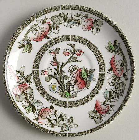Indian Tree (Green Key, Paper White) Saucer for Flat Cup