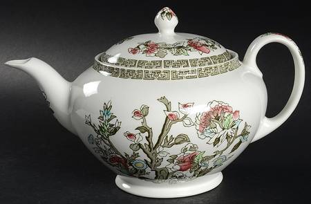 Indian Tree (Green Key, Paper White) Teapot & Lid
