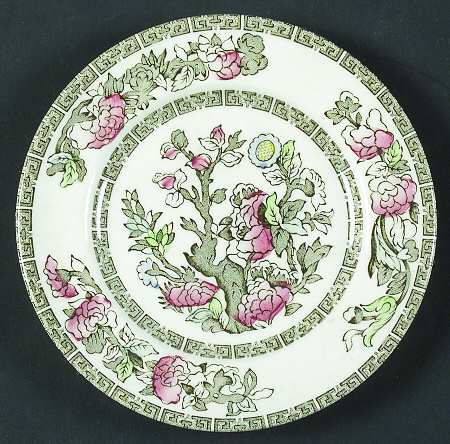 Indian Tree (Green Key, Paper White) Bread & Butter Plate