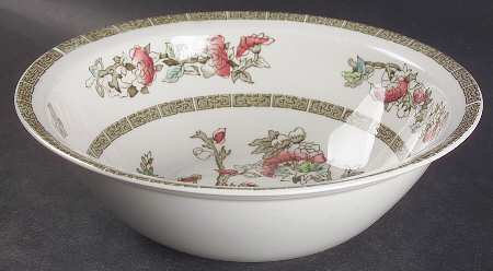 Indian Tree (Green Key, Paper White) 8" Round Vegetable Bowl