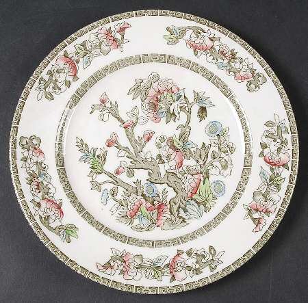 Indian Tree (Green Key, Paper White) Luncheon Plate