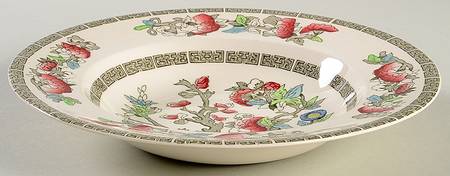 Indian Tree (Green Key, Paper White) Rim Soup Bowl