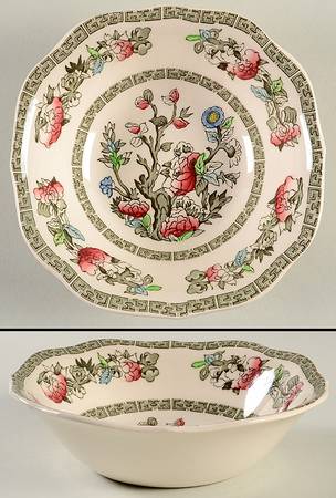 Indian Tree (Green Key, Paper White) Square Cereal Bowl